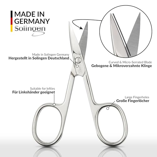 marQus Anti-Slip Curved Manicure Scissors - Precision German Steel - Micro-Serrated Blades to Prevent Slipping - Includes Premium Storage Case - color: Nail Scissors - Microserrated