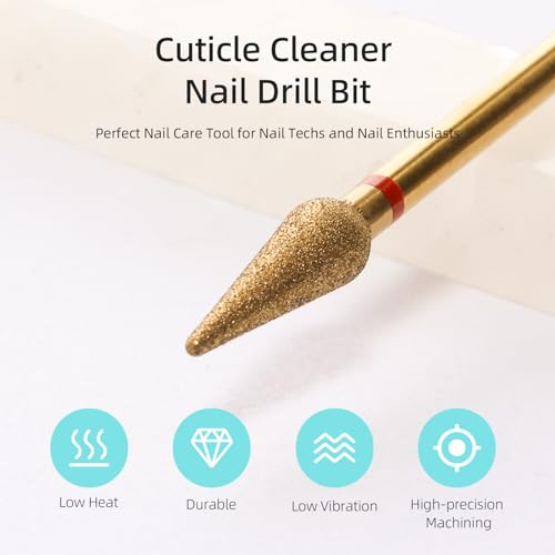 4mm Long Bud Cuticle Clean Nail Drill Bit, Titanium Series Russian Diamond Nail Bits Professional Safety Under Nail Cleaner for Cuticle Dead Skin, Electric Nails Accessories, Fine - color: 4mm Long Bud Cuticle Bit, size: Fine - F