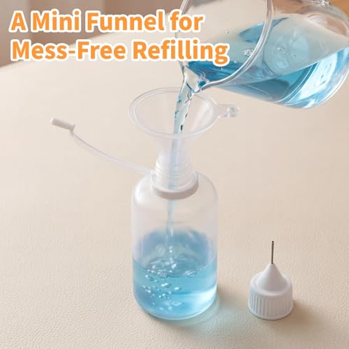 6 PCS Precision Tip Applicators Bottles Set - 4 Sizes Fine Needle Tip Squeeze Glue Bottles with 2 Mini Funnels for Liquid DIY Craft Quilling Glue Painting (10ml/15ml/20ml/30ml)