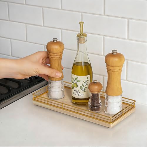 Bathroom Vanity Tray for Countertop, 12" x 6" Oak Wood Toilet Tank Tray - color: Natural, size: 12" x 6" x 1.5"