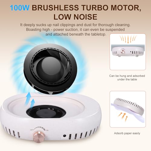 Nail Dust Collector for Nail Tech,Compact Vacuum Cleaner Turbo Fan Quiet & Powerful Suction Filing Debris Extractor for Acrylic Nail Polishing,Reusable Filter,Must Have Nails Art Tools & Accessories