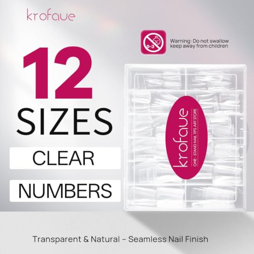 krofaue Duck Nail Tips - Clear Flexible Gel Curved Nail Tips - color: Clear Duck Half Cover