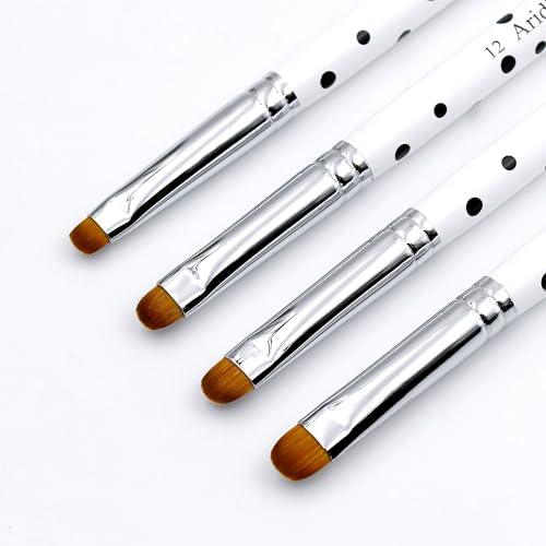 4Pcs Acrylic French Manicure Brushes & Dotting Pens, White - color: White