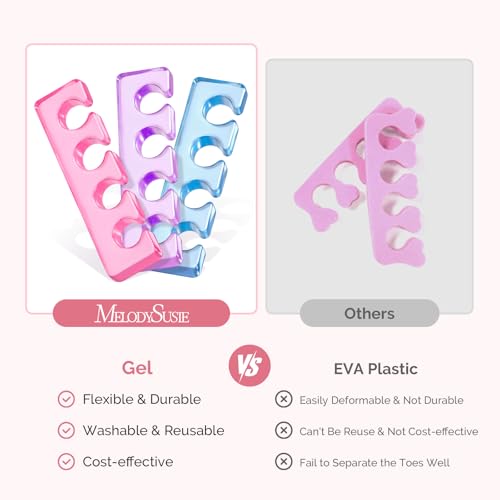 MelodySusie 6 Pcs Silicone Toe Separators, Toe Spacers for Pedicure - size: 6Pcs