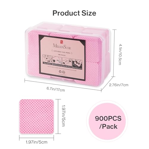 MelodySusie 900PCS Lint Free Nail Pink Wipes - size: 900pcs