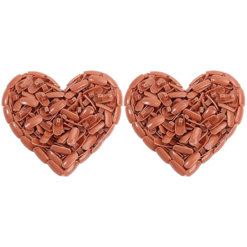 GELPARTY 200 Brown Nail Tips for Practice Hand, Replacement Training Tips