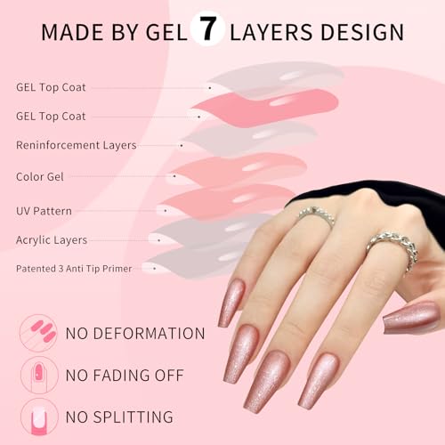Red Cat Eyes Press On Nails,12 Sizes - 24 Pcs Soft Gel Medium Coffin Fake Nails Kit with Nail Glue, Natural Reusable Stick On False Nails for Women and Girls (Skycloud Red Nails) SK0980 - color: SK0980-Red