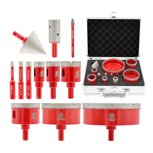 FOCSTOL Diamond Drill Bits Set 12PCS, 1/4"-4" Tile Hole Saw Kit - size: KIT11