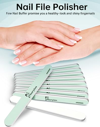 Maryton Nail Buffer 10PCS - Salon Shine for Natural Nails, 400 6000 Grit