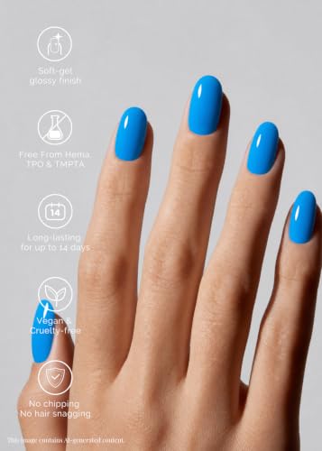NAILOG Semi Cured Gel Nail Strips 34Pcs Blue Nail Stickers - Butterfly Blue - color: Butterfly Blue