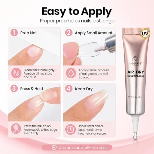 Beetles Semi Solid Nail Glue, 10g Super Strong Nail Glue for Press Ons - color: 00 - Solid Clear