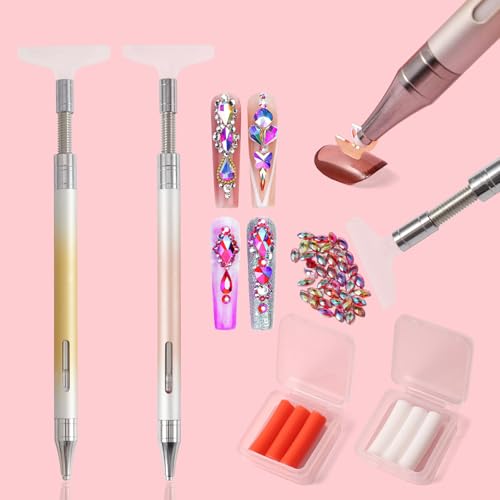 2 Pieces Diamond Art Refillable Wax Pen for Diamond Painting - color: Orange&Gold