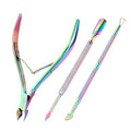 Makartt 3-Pack Rainbow Titanium Cuticle Nipper, Pusher Set - size: Rainbow Titanium-3pcs