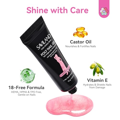 SAVILAND Hema-Free Poly Gel, 6 Shimmer Colors for Beginners Home Salon DIY - color: 05- 6 Shimmer Colors Peach Pink Blue Purple