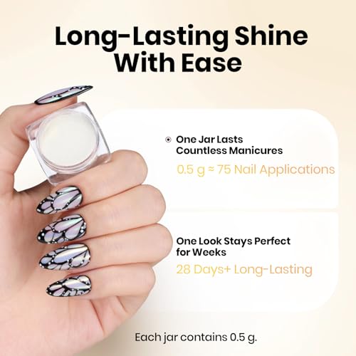 Beetles Chrome Nail Powder Set 8 Colors White Pearl Holographic Aurora - color: A - Multicolor Pearl-8