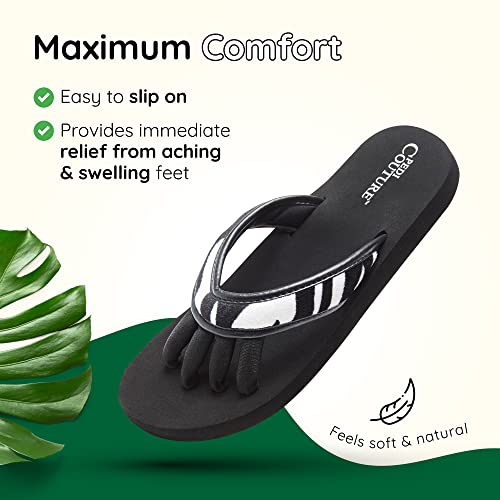 Pedi Couture Pedicure Sandals for Women with Built-In Toe Separators - color: Black/Zebra, size: X-Large