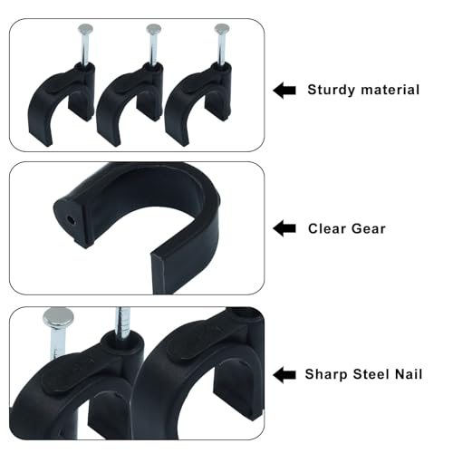 Waziaqoc 100 Pack 16mm Nail in Cable Clips - size: 16mm