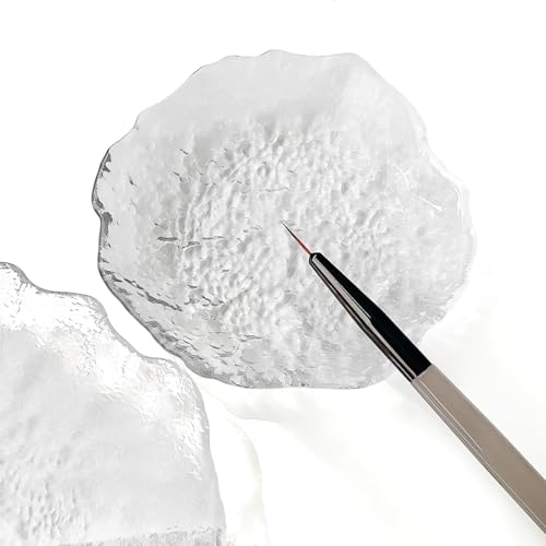 Round Glass Nail Art Palette,Easy Clean Non-Stick Paint Tray Palette,Small Gel Nail Polish Artist Pallet for Acrylic Paint Makeup Color Mixing Oil Watercolor Craft DIY Art Painting