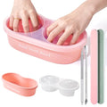Dual Nail Soaking Bowl for Both Hands, Acetone-Proof Manicure Soak Bowl Kit - color: D1-Pink for big hands
