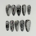 Halloween Press On Nails Medium Almond With Eye Goth Fake Nails - color: Halloween nails-13