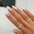 Qsnidy Pearlescent Press on Nails - Glazed Ombre Nude, Medium Almond - color: Glazed Ombre Nude