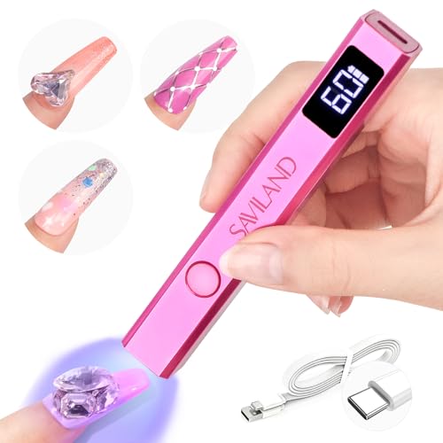 SAVILAND Mini Handheld U V LED Nail Lamp, U V Light for Gel Nails, 12W - color: Bright Pink