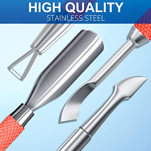 2PCS Red Cuticle Pusher Tool and Scraper Nail Pusher - color: Red