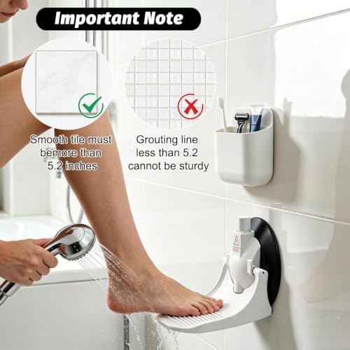 Shower Foot Rest with Wall Mounted Storage Holder for Shaving Leg & Cream