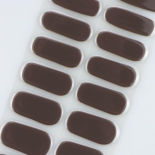 JMEOWIO Semi Cured Gel Strips Nail Art Sticker Wrap Brown - color: Brown