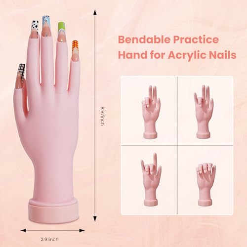 Nail Kit for Beginners with Everything- Practice Hand & Storage Gift Bag - color: Pink