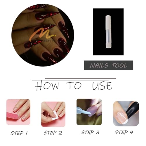 MISUD Press on Nails - Long Stiletto Fake Nails with Goth Red Cat Eye, Acrylic 3D Gel Gothic Vampire Design 24 pcs - color: 06103-01-09Red