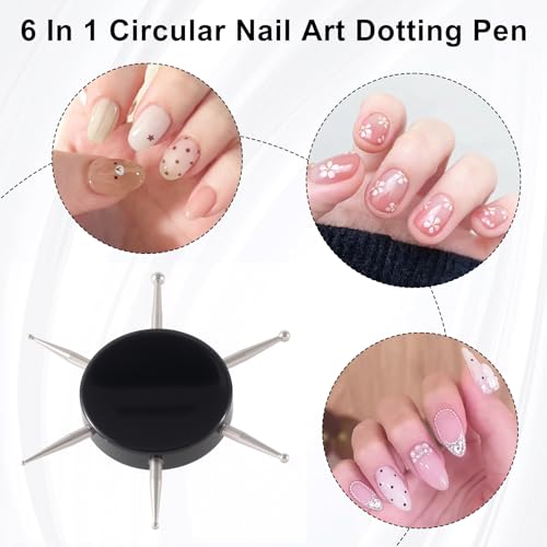 2pcs Nail Dotting Tool, 6-in-1 Metal Dotting Tool Nail Art, Black - color: Black, 2pcs, 6-in-1