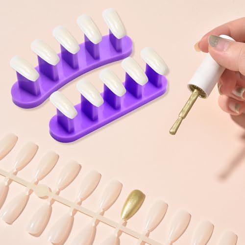 3PCS Nail Stand Nail Practice Display Board Nails Display Practice False Nail Art Tips Practice Display Stand Tool Nail Training Tools Plastic Stand with 110PCS Tips (Purple) - color: Purple