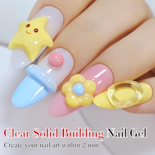 Double Rhythm 3D Nail Gel Clear Solid Sculpting for Art Non-Sticky Hard Gel for Building Carving Molding Nail Extension Soak Off UV/LED Nail Art Salon Home DIY 0.5 Oz (Clear) - color: Clear
