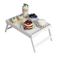 Youpehom Bamboo Bed Tray Table with Folding Legs, Large, White - color: White, size: Large
