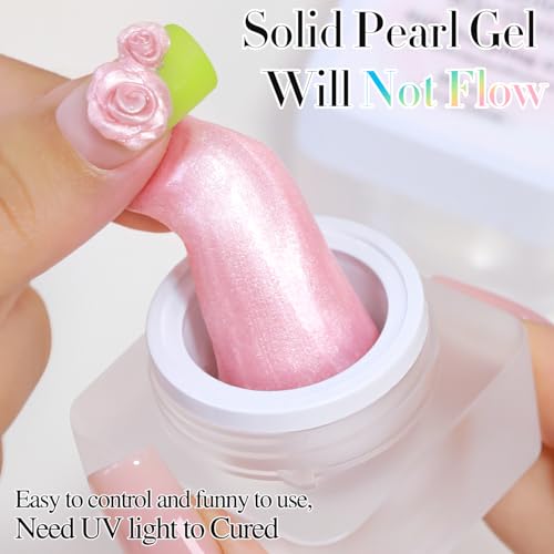 Double Rhythm 3D Nail Gel Pearl Solid Sculpting Gel for Art Non-Sticky Hard Gel for Building Carving Molding Extension Soak Off UV/LED Nail Art Salon Home DIY 0.5 Oz (Pink-Silk 04) - color: Pink