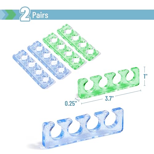 Dr. JK- Gel Toe Separators for Pedicure, 2 Pairs, Blue & Green - color: Blue & Green