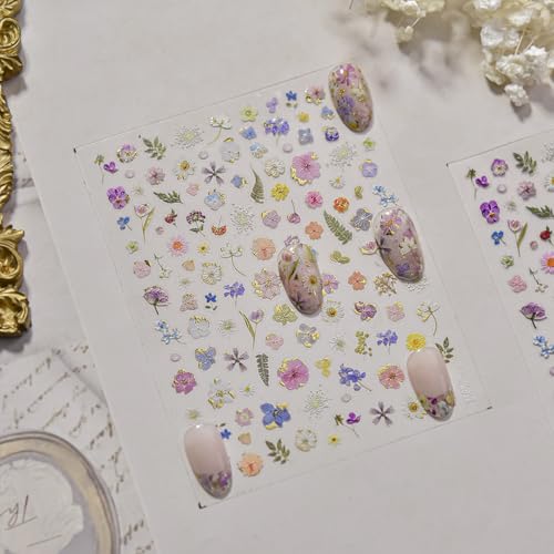 5D Embossed Flower Stickers for Nail Art White Floral Self-Adhesive Pearls Nail Art Decals for Women Nail Supplies Art Design Stickers (to4026) - style: to4026