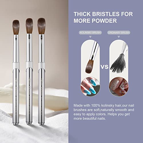 Acrylic Nail Art Brush Size 14, 100% Pure Kolinsky Hair Oval for Application, Professional Extension Manicure Tool Striping Drawing Pen DIY Home Salon, Silver, 1.0 Count - size: #14