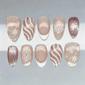 30Pcs Winter Christmas Press on Nails Short Almond Snowflake Fake Nails - color: Winter Christmas Nails-24