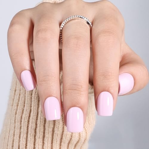 Pink Press On Nails Square - Pink Short Square Fake Nails - color: 1G - Girly Pink