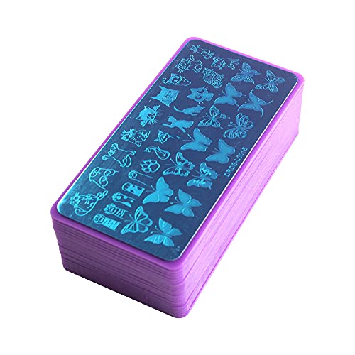 VNC 20Pcs 12X6cm Nail Art Soft Stamping Protective Shell Plastic Holder Stamper Rectangel Stamp Holder - color: A-PurPle