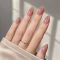 Nude Press On Nails, Short Almond, Glossy Skin Tone Glue On Nails - color: A7-Nude Pink