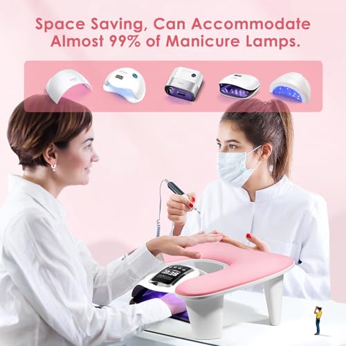 Big Arm Rest for Nails Tech, U-Shaped, for Acrylic Nails, Pink - color: 1nd Gen Pink