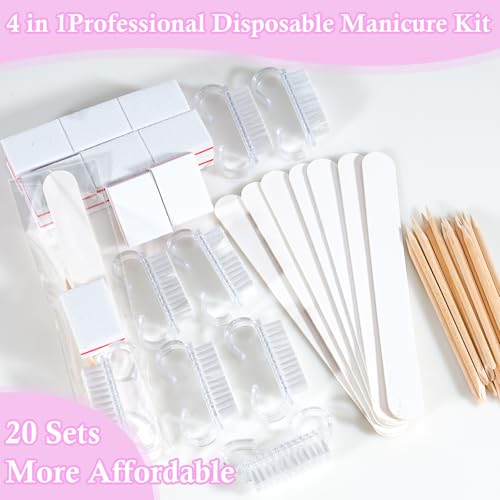 20 Sets Disposable Manicure Kit(20 Set -White) - size: 20 Set -White