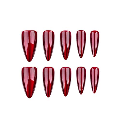 30Pcs Medium Almond Press on Nails Red Stiletto Fake Nails Press ons - color: Style 11