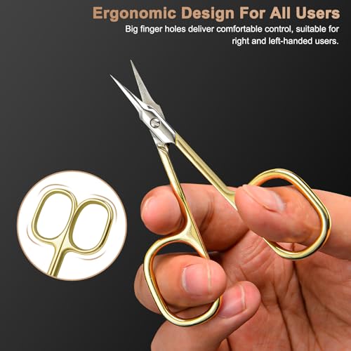 CGBE Curved Cuticle Scissors, Extra Fine Pointed Tip, for Russian Manicure - color: Gold