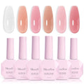 MelodySusie Jelly Gel Nail Polish Set 6Pcs 15ML 0.3Fl Oz - color: Nude Pink Jelly Set 15ML