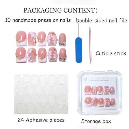 Handmade Short Square French Press On Nails | Reusable&Salon Quality-O912,S - color: O912, size: S