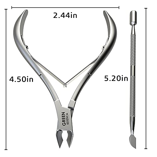 Professional Cuticle Trimmer & Nippers, Stainless Steel Nail Care Tool - color: Silver Nipper With Pusher - Pack 1